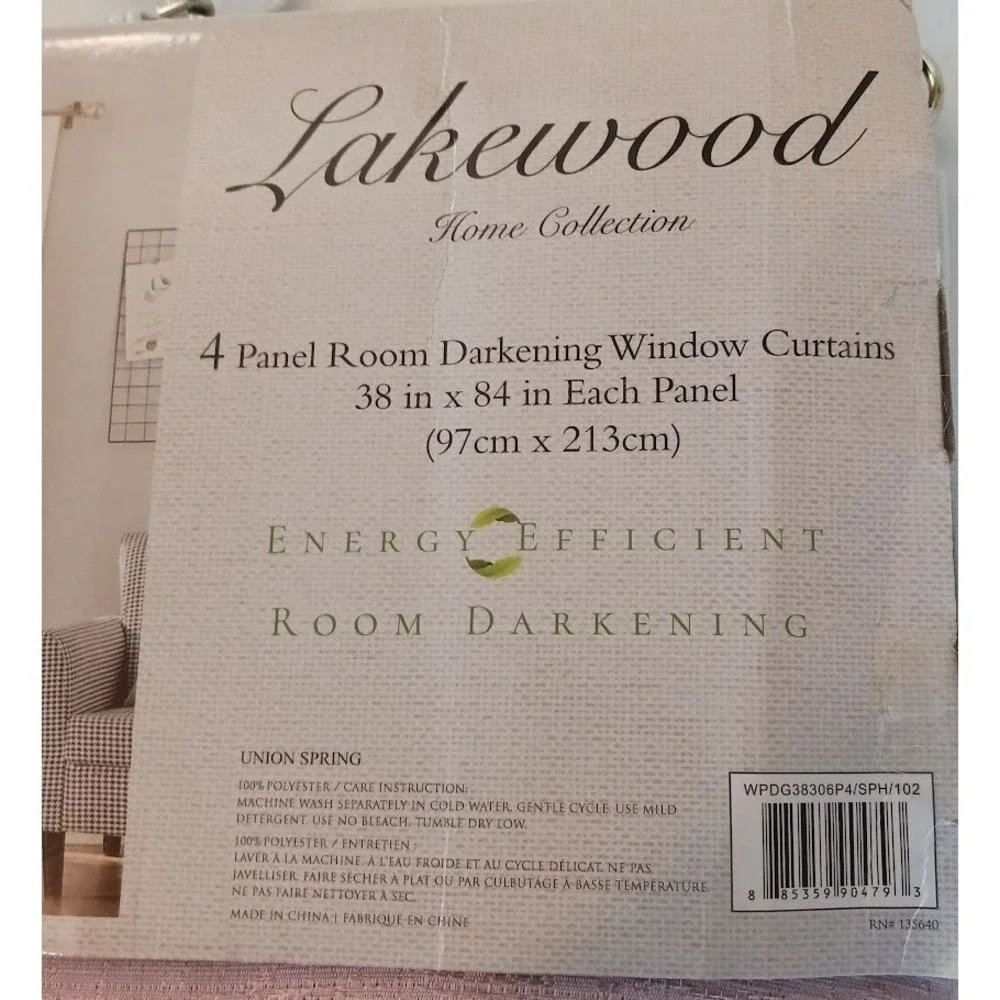 Room Darkening Window Curtains NWT 38x84‎ panels energy efficient Lakewood Home